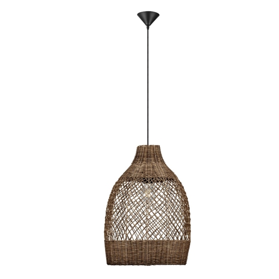 Lampadario a sospensione di rattan marrone intrecciato per sala da pranzo