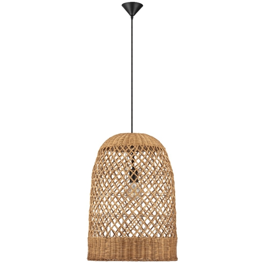 Lampadario cupola di rattan miele intrecciato 41 cm per sala da pranzo