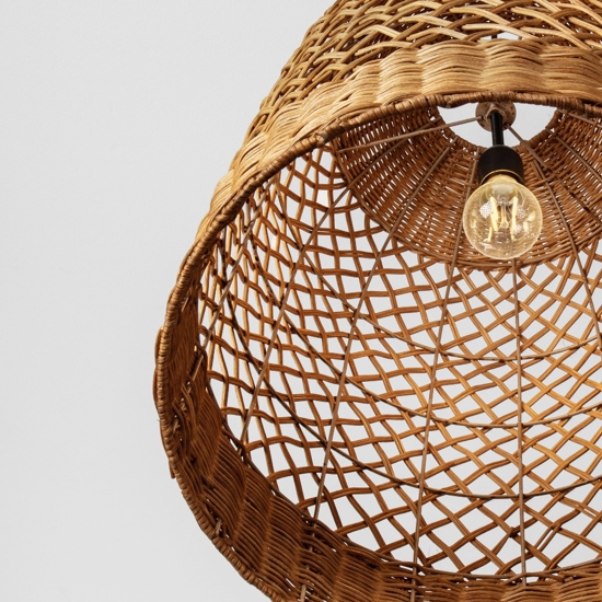 Lampadario cupola di rattan miele intrecciato 41 cm per sala da pranzo