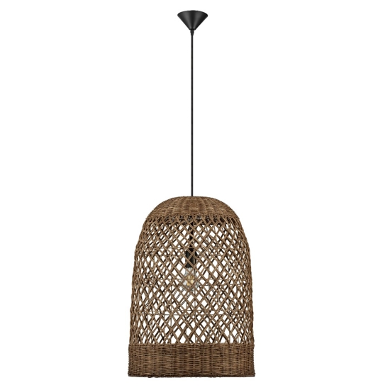 Lampadario a sospensione cupola di rattan marrone per sala da pranzo