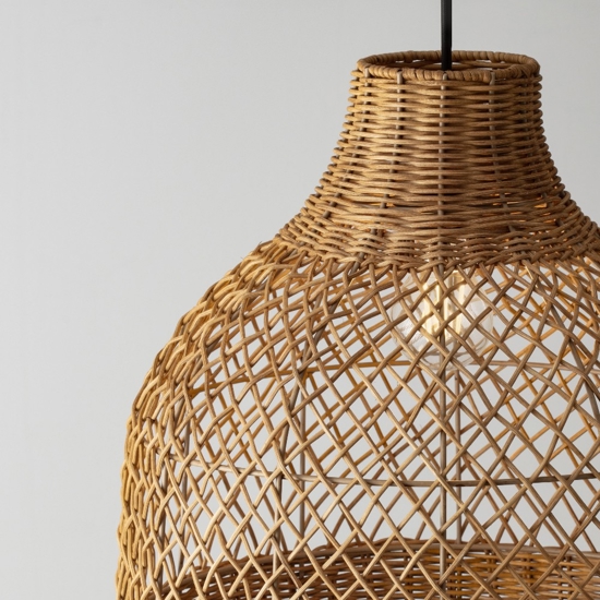 Lampadario cupola di rattan miele a sospensione 40 cm per soggiorno