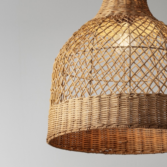 Lampadario cupola di rattan miele a sospensione 40 cm per soggiorno