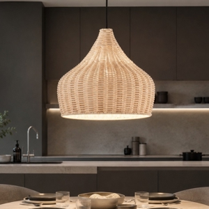 Lampadario cupola di rattan naturale per cucina