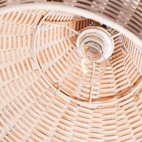 Lampadario cupola di rattan naturale per cucina