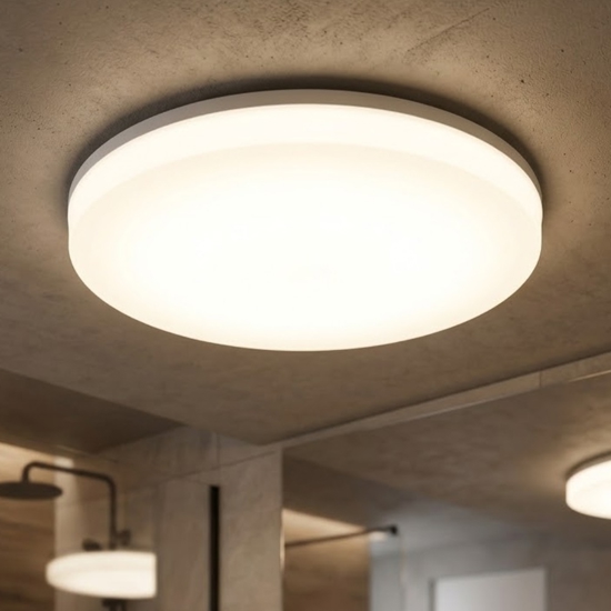Isyluce plafoniera da bagno moderna rotonda bianca led 50w cct 2700k 3000k 4000k ip54