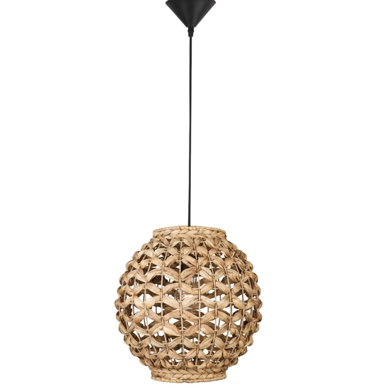 Lampadario per sala da pranzo sfera di rattan e giacinto essiccato