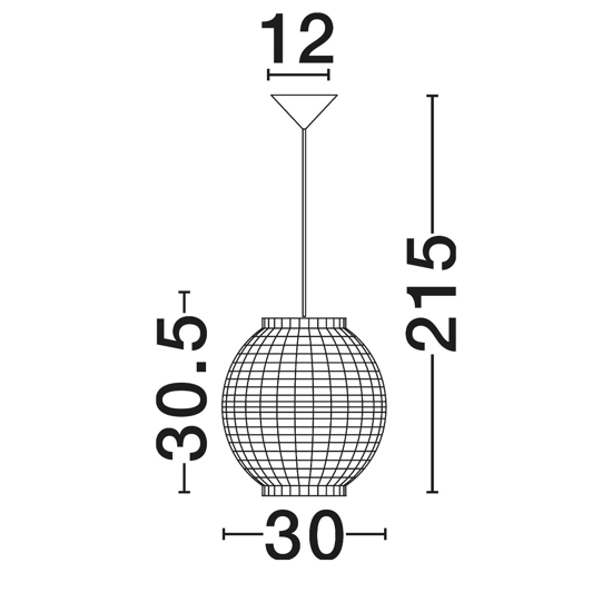 Lampadario per sala da pranzo sfera di rattan e giacinto essiccato