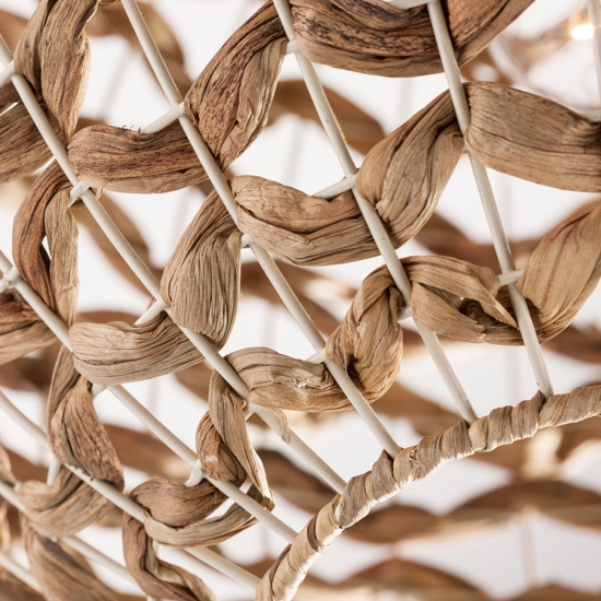 Lampadario sfera di rattan 50 cm e giaciglio essiccato per soggiorno