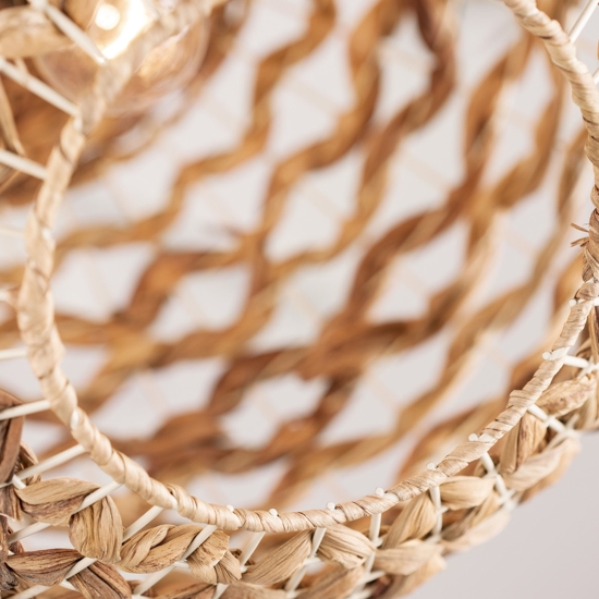 Lampadario sfera di rattan 50 cm e giaciglio essiccato per soggiorno