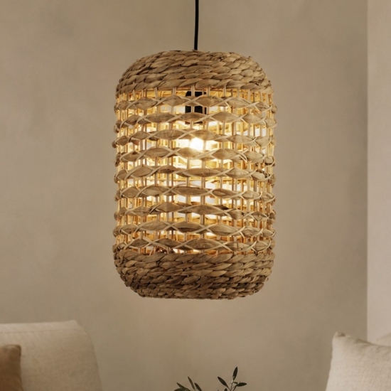 Lampada a sospensione in rattan per soggiorno