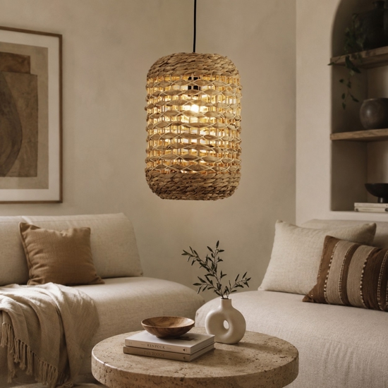 Lampada a sospensione in rattan per soggiorno