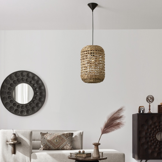 Lampada a sospensione in rattan per soggiorno