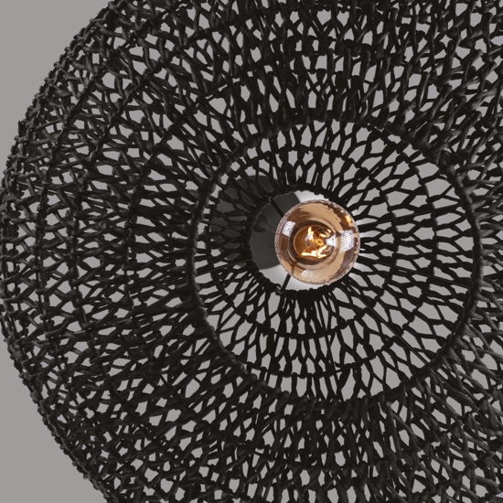 Lampadario di rattan e corda di carta nera filo in tessuto per soggiorno