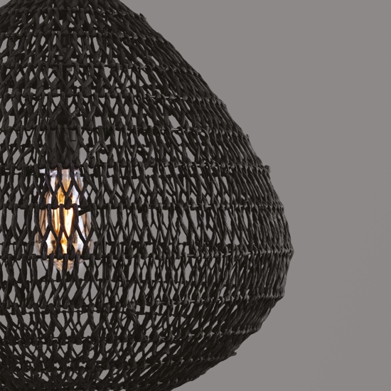 Lampadario di rattan e corda di carta nera filo in tessuto per soggiorno