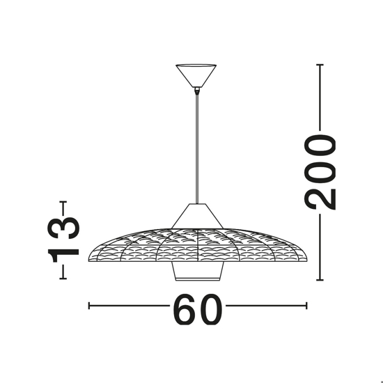 Lampadario disco di rattan naturale e tessuto nero marrone per cucina