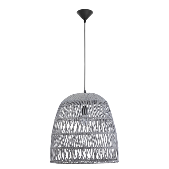 Lampadario cupola di rattan grigio 46 cm per camera da letto