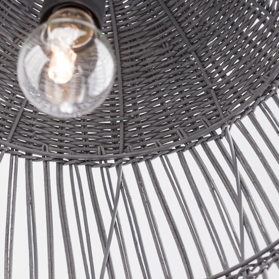 Lampadario cupola di rattan grigio 46 cm per camera da letto