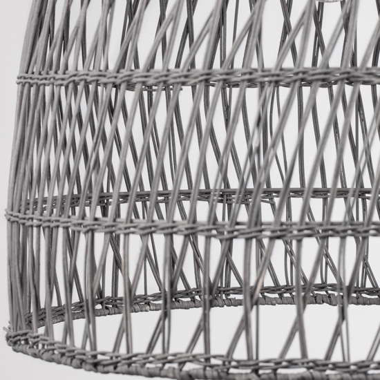 Lampadario cupola di rattan grigio 46 cm per camera da letto