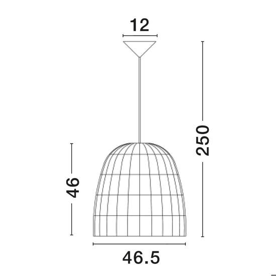 Lampadario cupola di rattan grigio 46 cm per camera da letto
