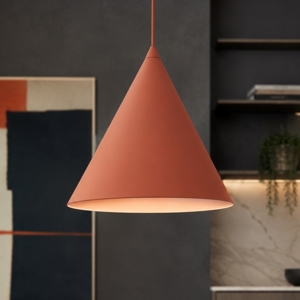 Lampada a sospensione cono metallo colore mattone 25 cm per cucina