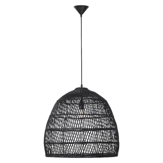 Lampadario cupola di rattan nero per soggiorno sala da pranzo