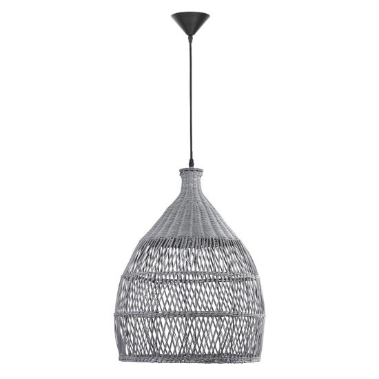 Lampadario cupola di rattan grigio 42 cm per cucina