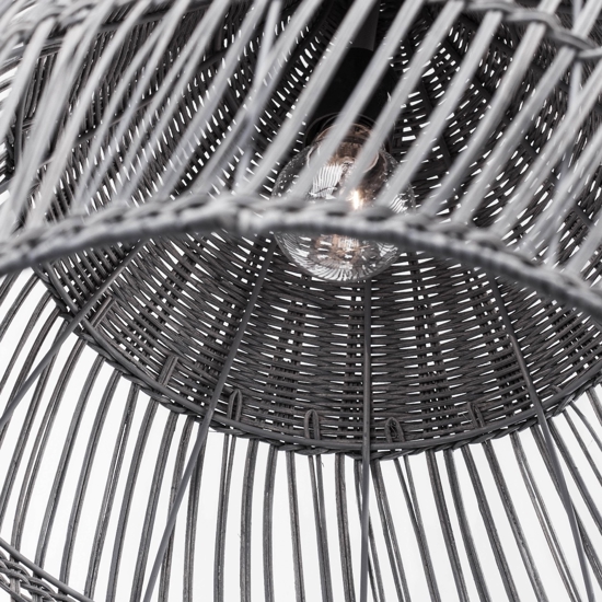 Lampadario cupola di rattan grigio 42 cm per cucina