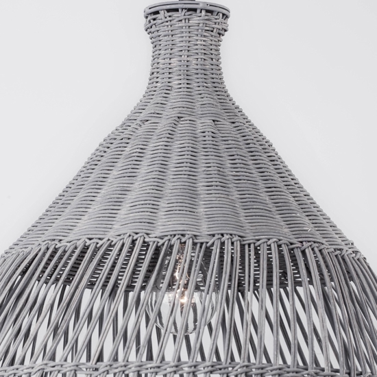 Lampadario cupola di rattan grigio 42 cm per cucina