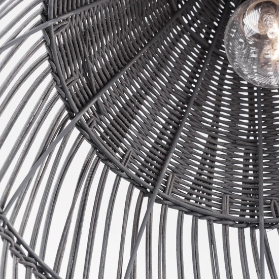 Lampadario cupola di rattan grigio 42 cm per cucina