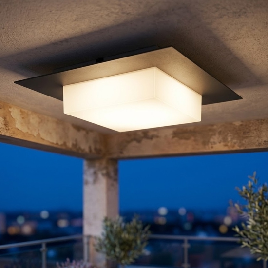 Top light miami nera plafoniera per esterni quadrata moderna