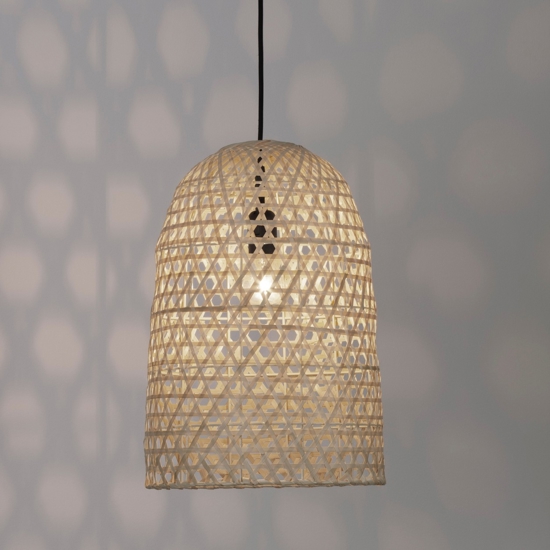 Lampadario cupola in rattan naturale 30 cm