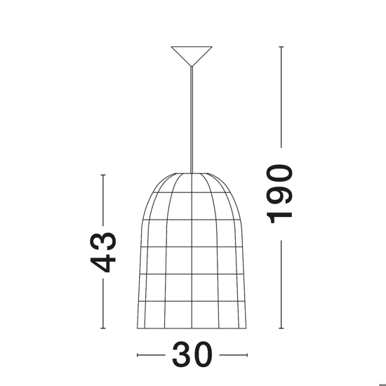 Lampadario cupola in rattan naturale 30 cm
