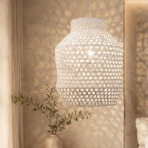 Lampadario di rattan avorio per camera da letto
