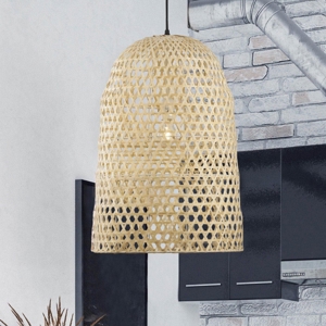 Lampadario cupola 40 cm rattan naturale per sala da pranzo
