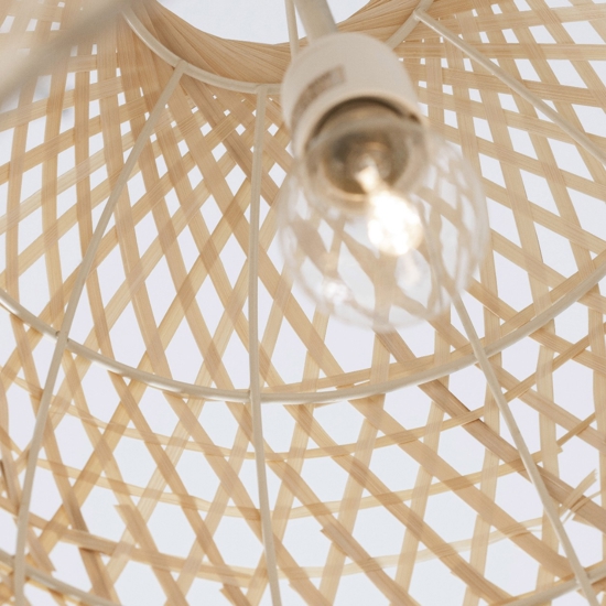Lampadario cupola 40 cm rattan naturale per sala da pranzo