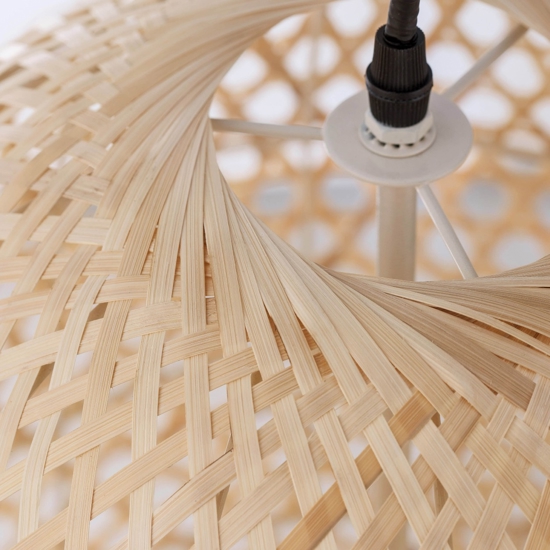 Lampadario cupola 40 cm rattan naturale per sala da pranzo