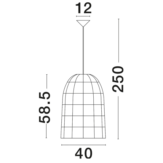 Lampadario cupola 40 cm rattan naturale per sala da pranzo