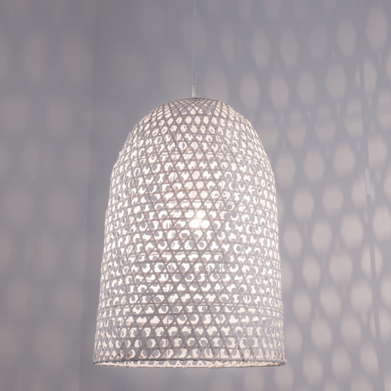 Lampadario di rattan bianco cupola per camera da letto