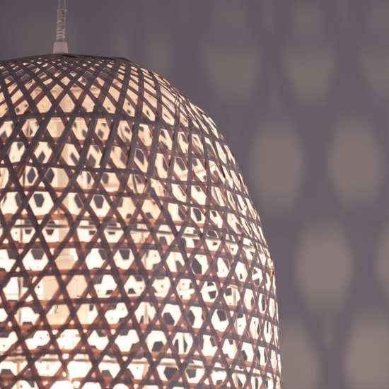 Lampadario di rattan bianco cupola per camera da letto