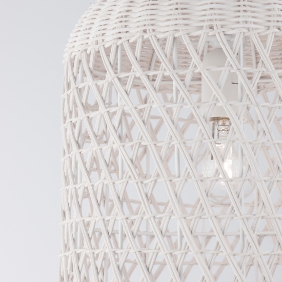 Lampada a sospensione di rattan avorio
