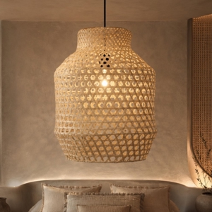 Lampadario di rattan naturale per camera da letto