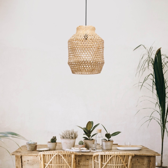 Lampadario di rattan naturale per camera da letto