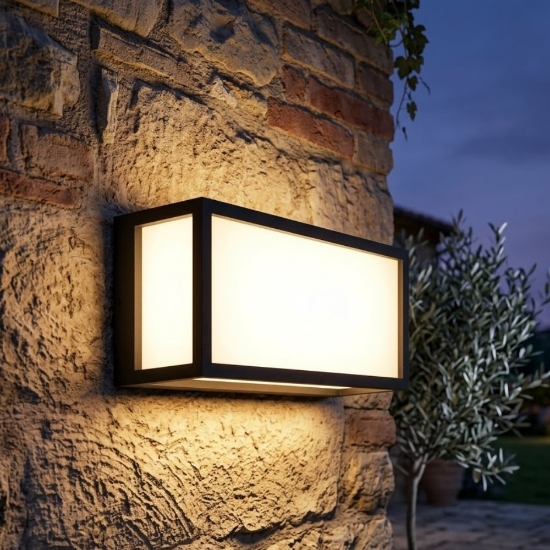 Top light osaka applique da esterno rettangolare nera moderna