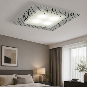 Plafoniera per camera da letto quadrata in vetro toplight scraps