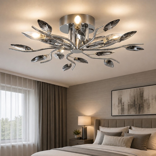 Affralux crystallivs plafoniera per camera da letto cristalli fume cromo