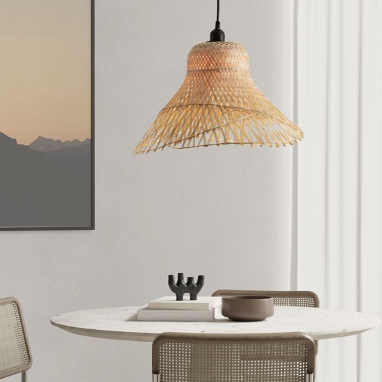 Lampadario cappello di rattan sabbia per tavolo sala da pranzo