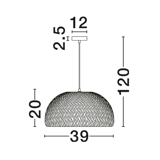 Lampadario cupola di rattan bamboo naturale per soggiorno