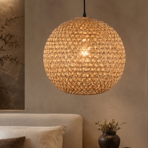 Lampadario sfera di rattan naturale 40 cm per camera da letto