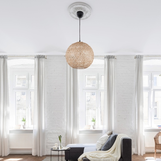 Lampadario sfera di rattan naturale 40 cm per camera da letto