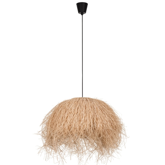 Lampadario cupola fili di rattan naturale per tavolo sala da cucina